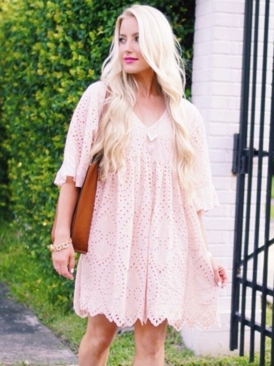 Anthropologie Dresses & Skirts - New Anthropologie Akemi+Kin Eyelet Blush Pink Swing Babydoll Style Dress Sz 4
